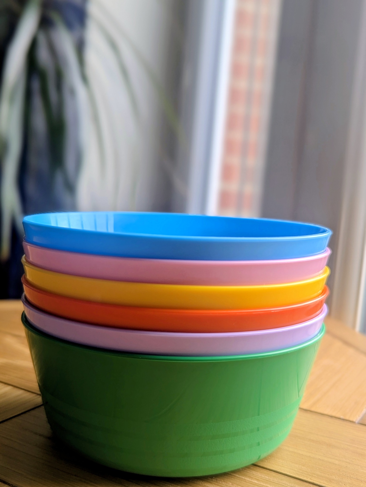 Stack of colourful bowls